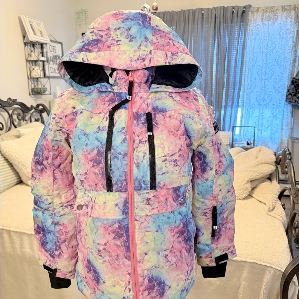 Youth Girls Deux Par Deux Rainbow Print Snow Jacket Size 14
